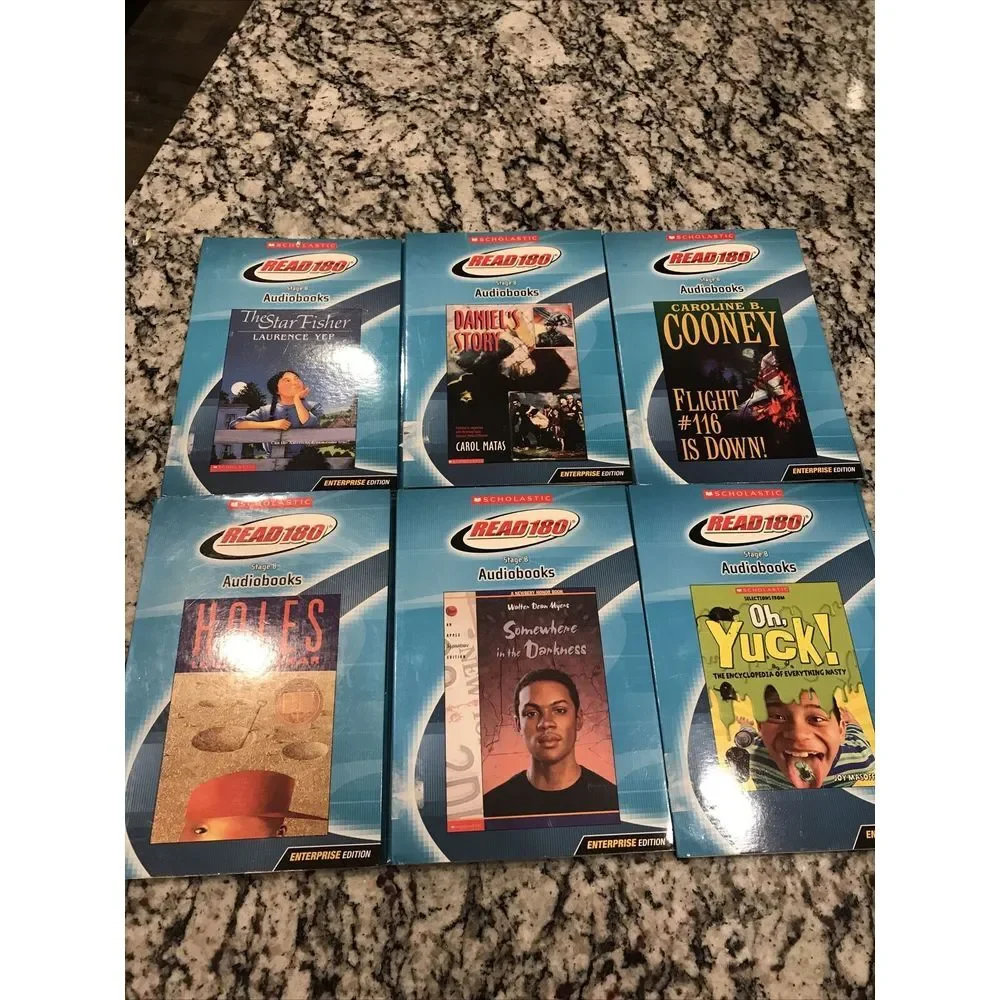 Scholastic Read180 Audiobooks Stage B*6 Book Lot. Holes, Flight‎ 116, Yuck +3